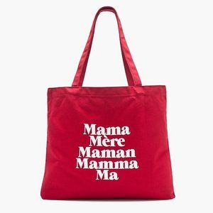 NEW J CREW X Prinkshop Reuseable Everyday Tote in Mama Different Languages NWT